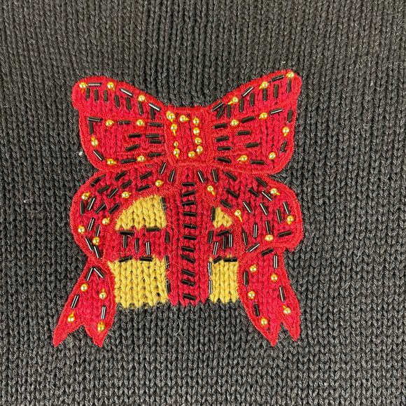 VTG Eagles Eye Sweater Womens Medium Ramie Embroidered Beaded Holiday Hong Kong - Picture 12 of 13